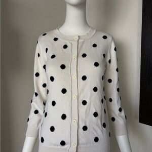 Polka Dot Cardigan Sweater - Cream and Black